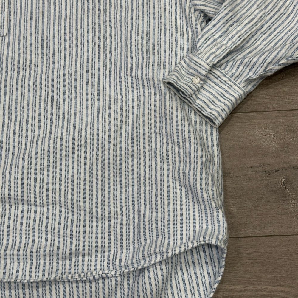 Murphy of Ireland Grandfather Shirt 3XL Collarless Striped Henley Flannel - Picture 6 of 8
